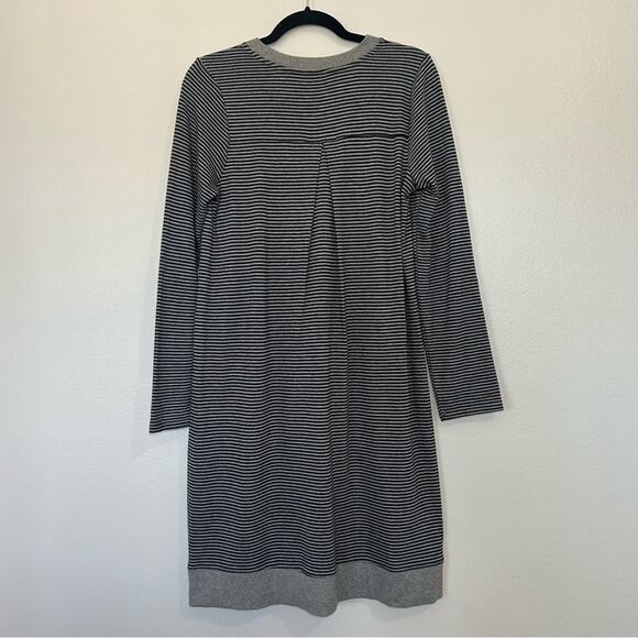 J Jill French Terry Shift Knit Dress Gray Blue Stripe Women's Size Small - Picture 8 of 10